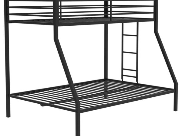 Alevera Metal Twin Over Full Bunk Bed with Ladder Black