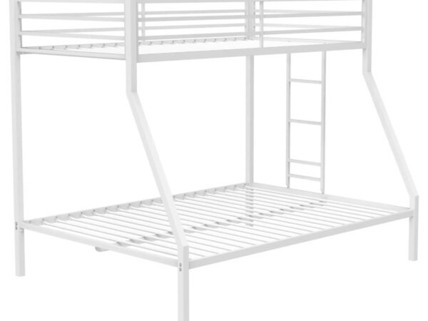 Alevera Metal Twin Over Full Bunk Bed with Ladder White
