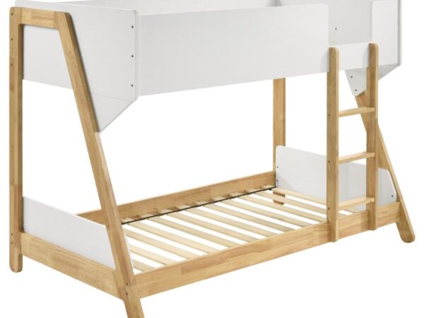 Wyatt Wood Twin Over Twin Bunk Bed White and Natural