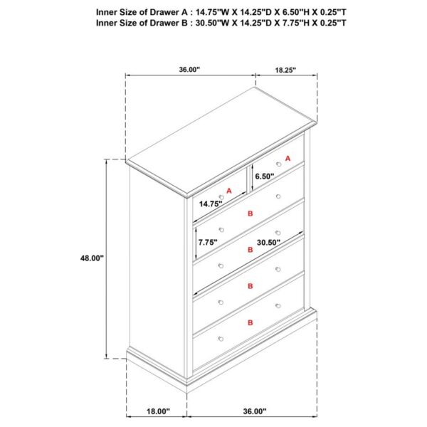 Sumerlin 6-drawer Bedroom Chest of Drawers Cappuccino