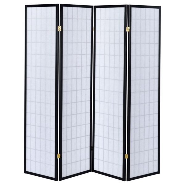 Roberto 4-Panel Room Divider Folding Shoji Screen Black