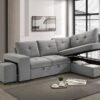 Roanne Fabric Upholstered Sleeper Sectional Sofa Grey