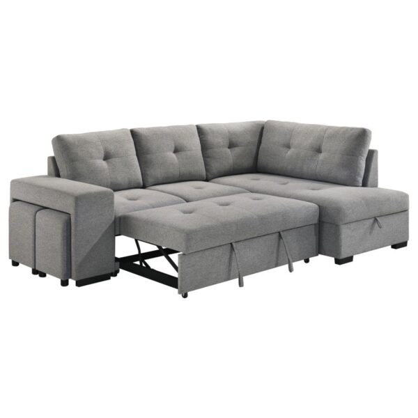 Roanne Fabric Upholstered Sleeper Sectional Sofa Grey