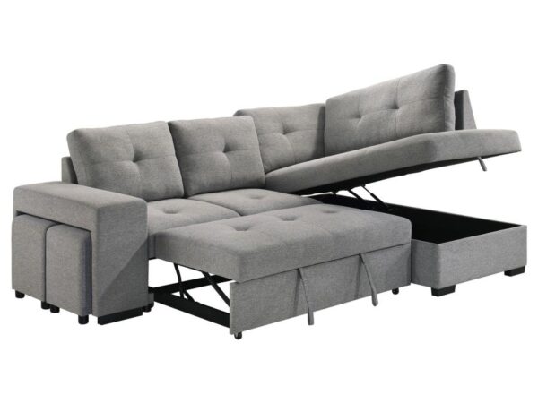 Roanne Fabric Upholstered Sleeper Sectional Sofa Grey