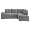 Roanne Fabric Upholstered Sleeper Sectional Sofa Grey