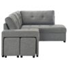 Roanne Fabric Upholstered Sleeper Sectional Sofa Grey