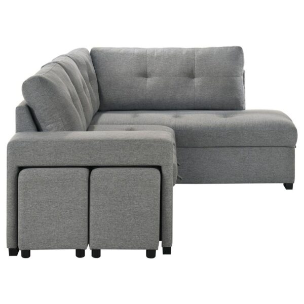 Roanne Fabric Upholstered Sleeper Sectional Sofa Grey