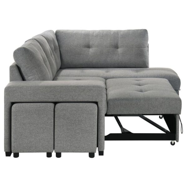 Roanne Fabric Upholstered Sleeper Sectional Sofa Grey