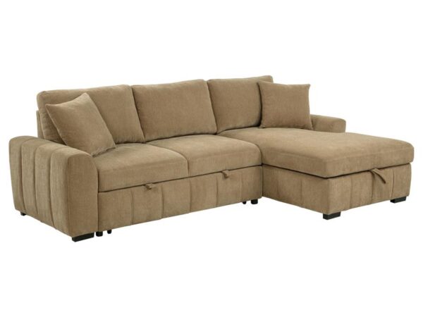 Pastrana Upholstered Sleeper Sectional Sofa RAF Chaise Camel