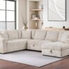 Devonshire Sleeper Sectional Sofa Storage Chaise Camel