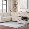 Devonshire Sleeper Sectional Sofa Storage Chaise Camel