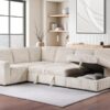 Devonshire Sleeper Sectional Sofa Storage Chaise Camel
