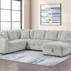 Devonshire Sleeper Sectional Sofa Storage Chaise Grey