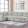 Devonshire Sleeper Sectional Sofa Storage Chaise Grey