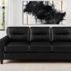 Scotland Faux Leather Upholstered Track Arm Sofa Black
