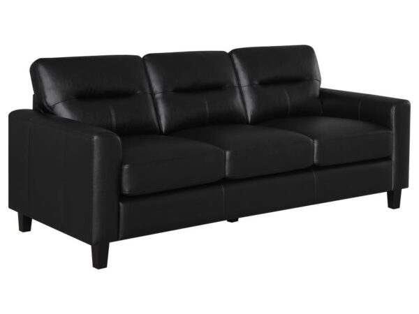 Scotland Faux Leather Upholstered Track Arm Sofa Black