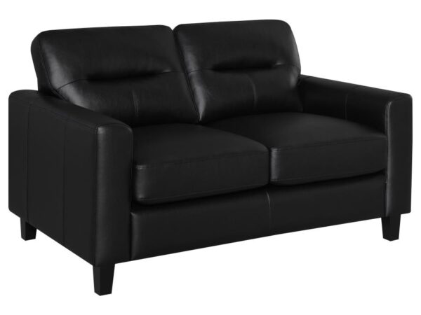 Scotland Faux Leather Upholstered Track Arm Loveseat Black