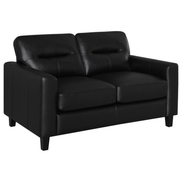 Scotland Faux Leather Upholstered Track Arm Loveseat Black