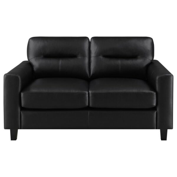Scotland Faux Leather Upholstered Track Arm Loveseat Black