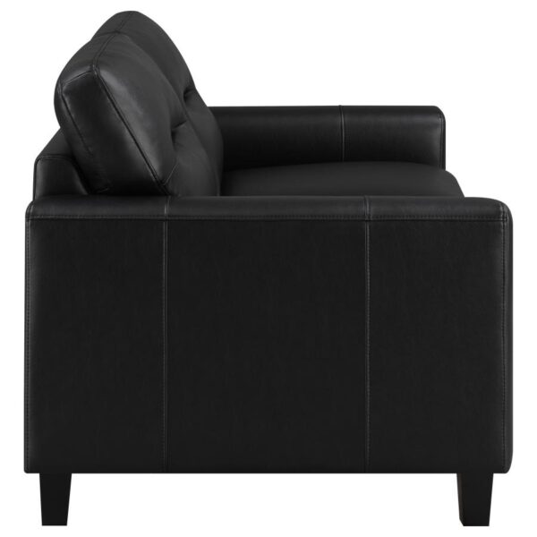 Scotland Faux Leather Upholstered Track Arm Loveseat Black