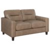 Scotland Faux Leather Upholstered Track Arm Loveseat Brown