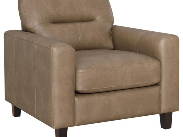 Scotland Faux Leather Upholstered Track Arm Chair Brown