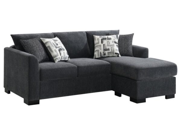 Storey Upholstered Sleeper Sectional Chaise Sofa Dark Grey
