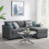 Storey Upholstered Sleeper Sectional Chaise Sofa Grey