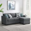 Storey Upholstered Sleeper Sectional Chaise Sofa Grey