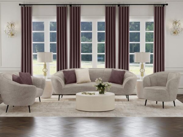 Ellorie 3-piece Upholstered Curved Sofa Set Beige