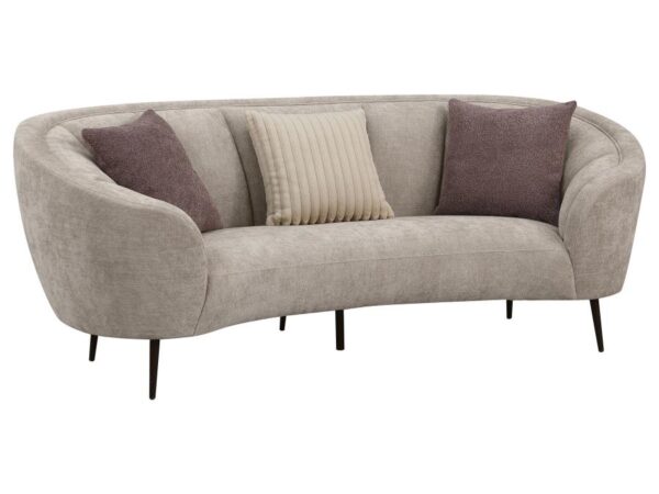 Ellorie Upholstered Channel Back Curved Sofa Beige