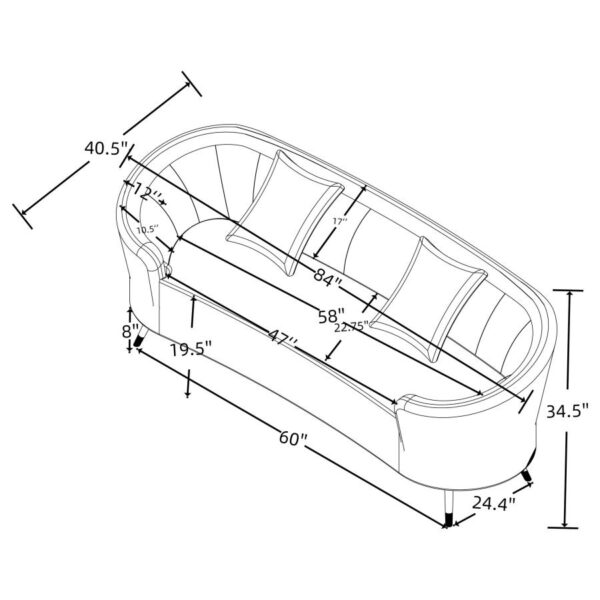 Ellorie Upholstered Channel Back Curved Loveseat Beige