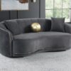 Brookside Velvet Upholstered Curved Sofa Dark Grey