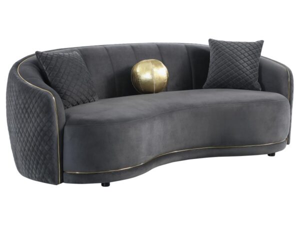 Brookside Velvet Upholstered Curved Sofa Dark Grey