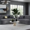 Brookside Velvet Upholstered Curved Sofa Dark Grey