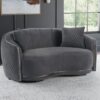 Brookside Velvet Upholstered Curved Loveseat Dark Grey