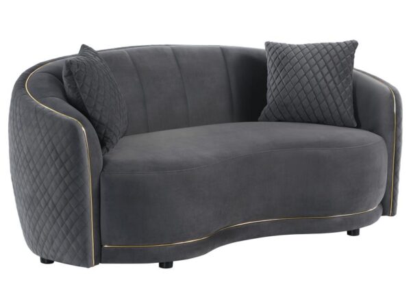 Brookside Velvet Upholstered Curved Loveseat Dark Grey