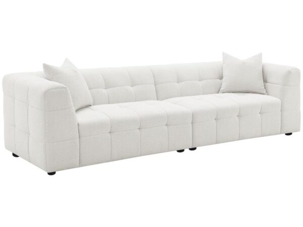 Everly Boucle Upholstered Extra Long Sofa Off White