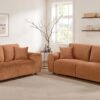 Burnett Chenille Upholstered Wide Arm Sofa Burnt Orange