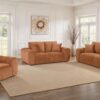 Burnett Chenille Upholstered Wide Arm Loveseat Burnt Orange