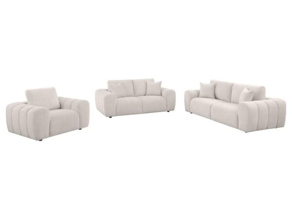 Burnett 3-piece Chenille Upholstered Sofa Set Ivory