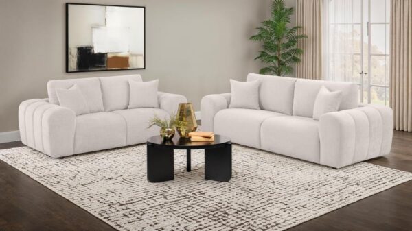 Burnett Chenille Upholstered Wide Arm Loveseat Ivory