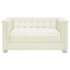 Chaviano Upholstered Track Arm Loveseat Pearl White