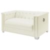 Chaviano Upholstered Track Arm Loveseat Pearl White