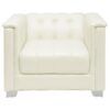 Chaviano Upholstered Track Arm Accent Chair Pearl White