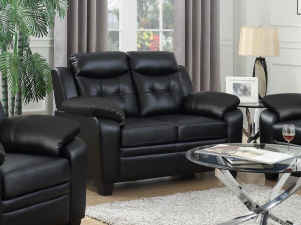 Finley Upholstered Padded Arm Tufted Loveseat Black