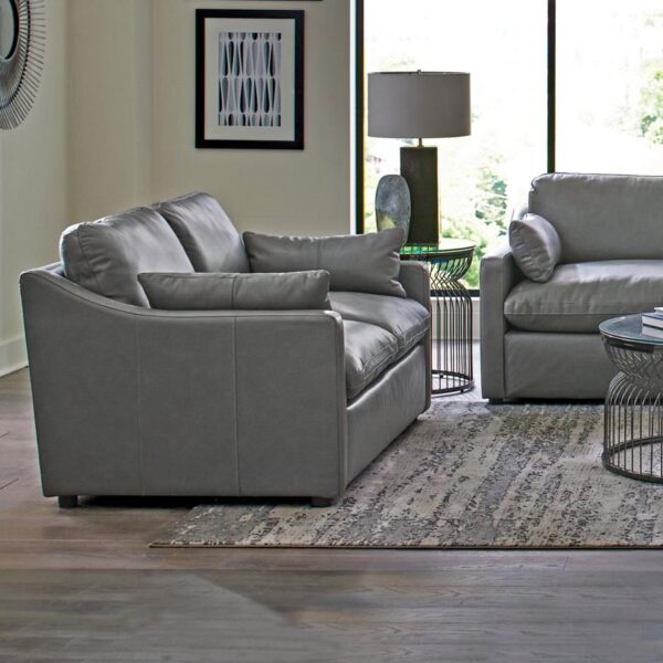 Grayson Leather Upholstered Sloped Arm Loveseat Grey