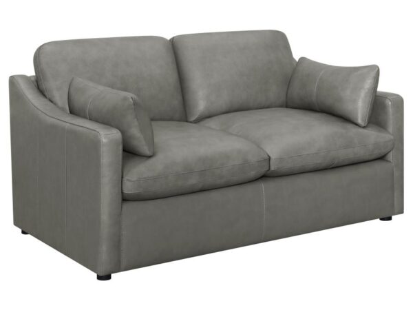 Grayson Leather Upholstered Sloped Arm Loveseat Grey