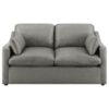 Grayson Leather Upholstered Sloped Arm Loveseat Grey