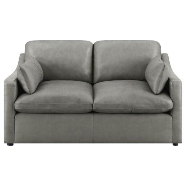 Grayson Leather Upholstered Sloped Arm Loveseat Grey